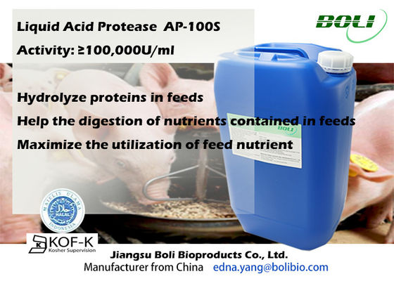 Acido liquido degli enzimi della proteasi 100000u/Ml alimentazione animale inducente al vizio idrolizza le proteine alto CA