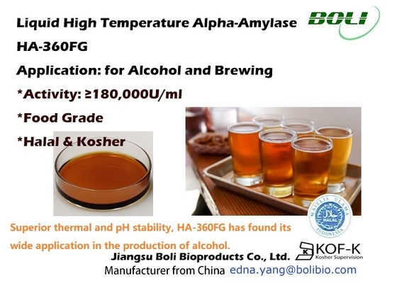 Temperatura 180000 U/Ml dell'ha 360FG Alpha Amylase Enzyme Liquid High