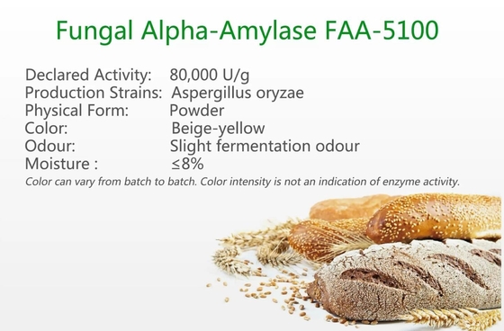 Alpha Amylase fungosa FAA-5100 per cuocere la polvere degli enzimi 80000U/G