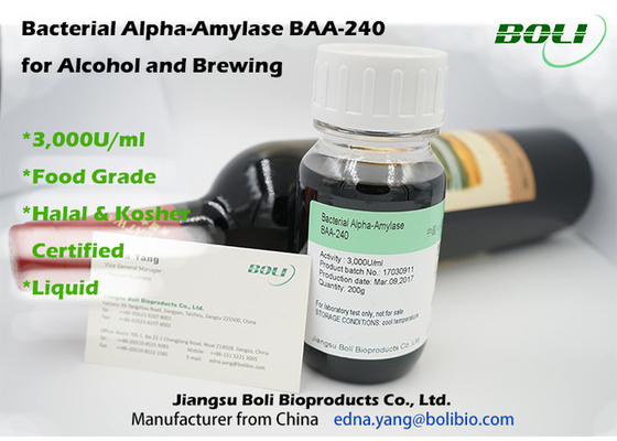 Alpha Amylasee batterica BAA-240,3000U/ml, la metà di alfa amilasi della temperatura, amilasi degli enzimi riparte